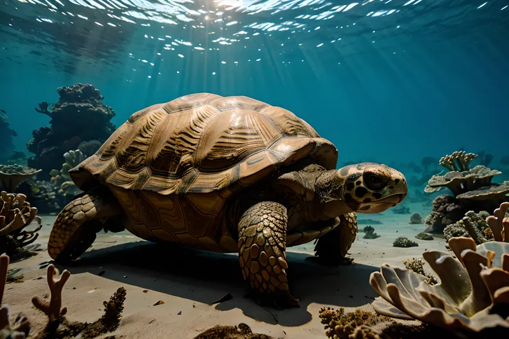 RAW photo, Ultra HD，Brazilian tortoise，underwater