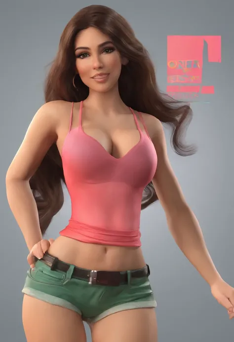 Give me a sexy Latina realistic women discretion wearing panties and see though tanktop long hairLatina realistic women big breast sideboobs big butt skimpy clothes light skinned long hair ombre hair color green eyes makeup sexy pose