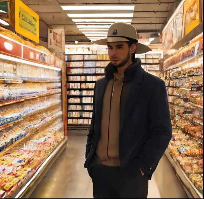 there is a man who is standing in a store with a hat, imagem de qualidade muito baixa, caio santos, taken in the early 2020s, david rios ferreira, foto de perfil headshot, Alex, foto de perfil 1024px, 1614572159, album photo, 21 anos, José Moncada