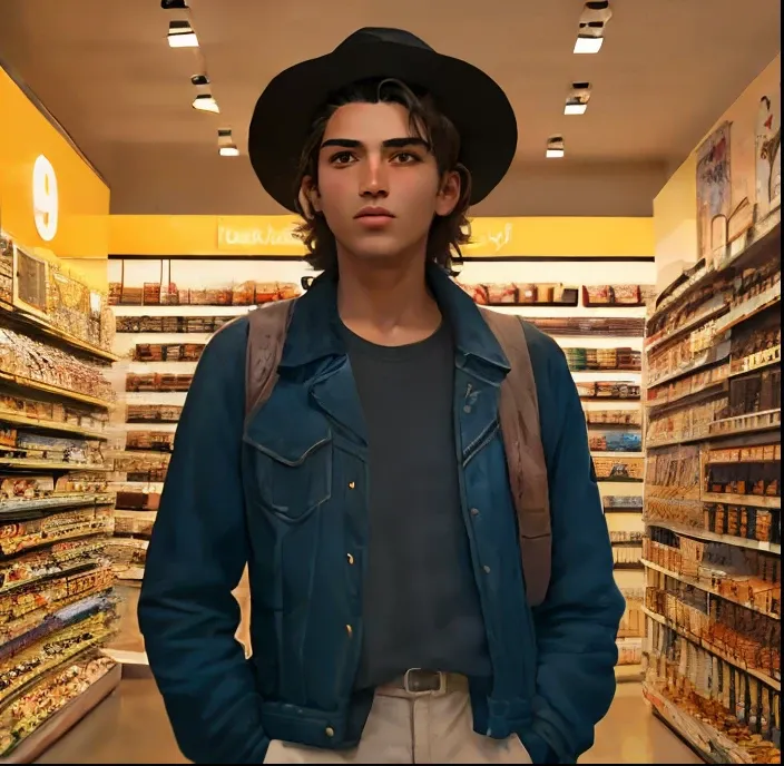 there is a man who is standing in a store with a hat, imagem de qualidade muito baixa, caio santos, taken in the early 2020s, david rios ferreira, foto de perfil headshot, Alex, foto de perfil 1024px, 1614572159, album photo, 21 anos, José Moncada