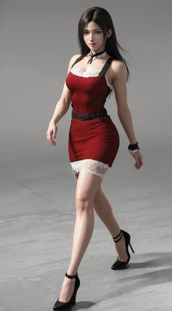 (best quality,ultra-detalhado),(Realistic:1.37),Tifa Lockhart,Rosto bonito e detalhado, smiling expression, textura ultra realista, rosto delicado, Fit physique