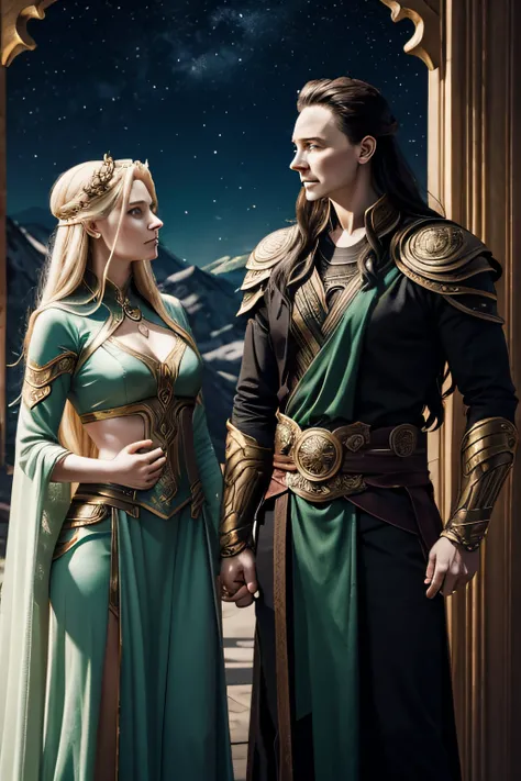 loki e frigg, Norse pagan gods, estilo renascentista