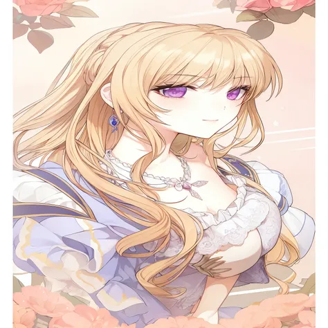 Un primer plano de una mujer con cabello largo y un vestido, Rubia - Princesa de pelo, Chica rubia de anime con cabello largo, ((a beautiful empress of fantasy)), Chica anime con pelo largo, Princesa del anime, Anime visual de una chica linda, Violeta ever...