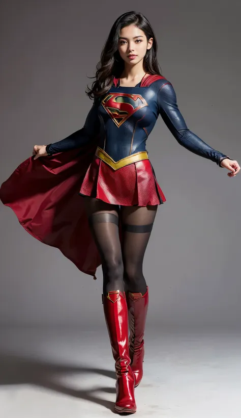 Suffering、mouth is always open sloppily、Drool is always dripping from my mouth、Asian Beautiful Girl、(((Wear black tights on your beautiful legs.)))、(((beauty legs)))、(((facial expression of smile)))、((((Make the most of the original image)))、(((Supergirl C...