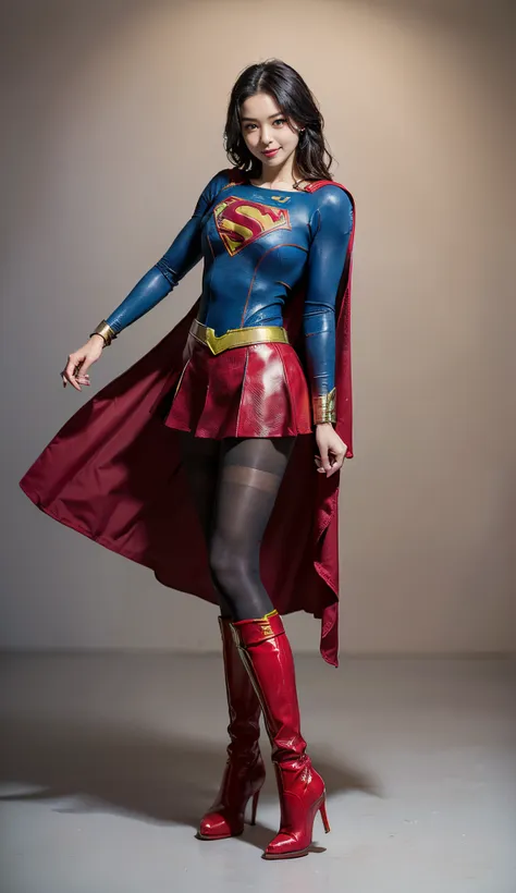 Suffering、mouth is always open sloppily、Drool is always dripping from my mouth、Asian Beautiful Girl、(((Wear black tights on your beautiful legs.)))、(((beauty legs)))、(((facial expression of smile)))、((((Make the most of the original image)))、(((Supergirl C...