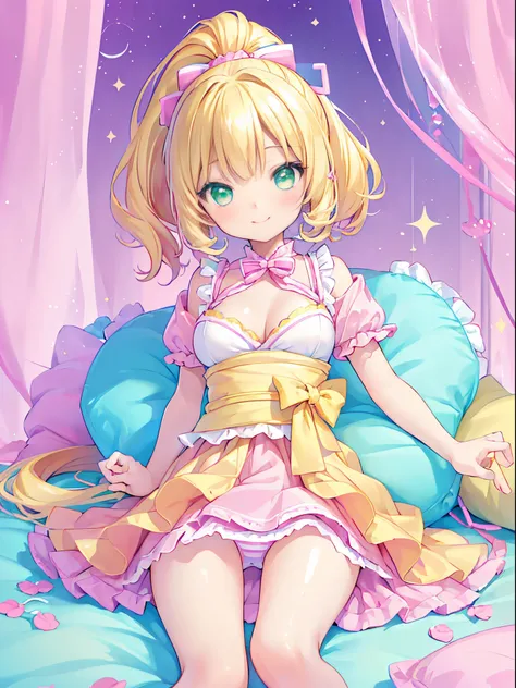 masutepiece,  longing, closeup cleavage, Big eyes, Kawaii Tech, kawaii, Cute, Pastel colors, Best Quality, cheerfulness, Deep background, Symmetrical, Head Tilted、、、、、1girl in, lightsmile, Shiny skin, Best Quality, masutepiece, (Game CG:1.4), NSFW, Detaile...