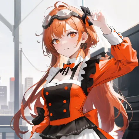 maid Outfit, maid clothes, black and dark orange clothes