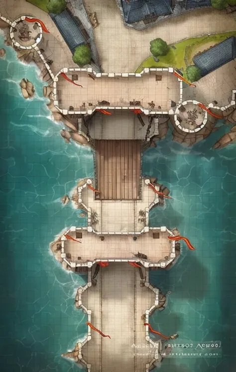 a map of a small pier with a boat in the water, mapa dnd sem grade, Rolo20, rolo 2 0, Mapa de uma masmorra em Waterdeep, r / Mapas de batalha, mapa do jogo, an isometric fantasy map, battle map prop, DND Mapa, dnd setting!, extremamente detalhado d&d mapa,...