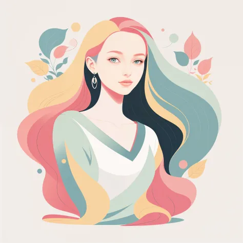 A vector art of a detailed illustration of Anna Dittman, a talented artist, isolated on a pure white background. The illustration should be a masterpiece with the highest quality and extremely exquisite beauty. The style should be a flat illustration. The ...