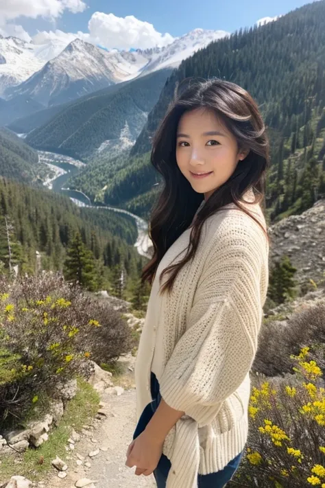 beautiful woman in the mountains