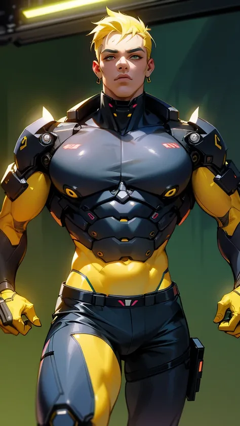 Change background cyberpunk handsome
boy, realistic face, 8k, ultra realistic, panty color yellow, Body color should remain the same