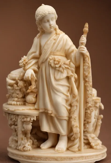 a statue in the style of Stoicism, made of ivory, but of a young child