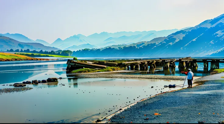 fresh water，fisherman，jetty