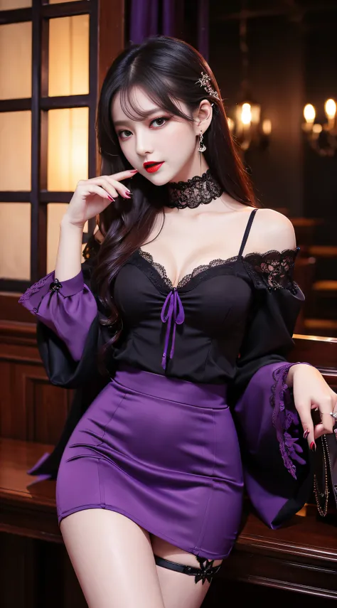 Charming beauties、校服、blouse、tight skirts、Evil Female Executive、Evil Fall、dark、brainwash、panthyhose、lacy fabric、Glossy legs、Red lipstick、Evil look、Suspicious look、Hollow eyes、darkened room、Night、wicked、drink purple liquid、seductiv