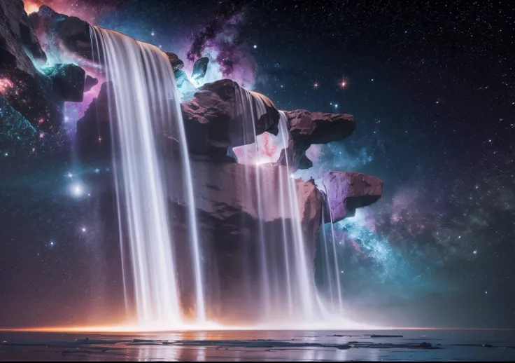 Luminous waterfall, cosmic, interdimensional, multi temporal, nebula, full HD, 3D, 4K, ultra realistic, ultra detailed, hyper realism, hyper perfectionist, ultra magnificent, highly extraordinary, rigidly sensational, ultra sublime, hyper exquisite, ultra ...