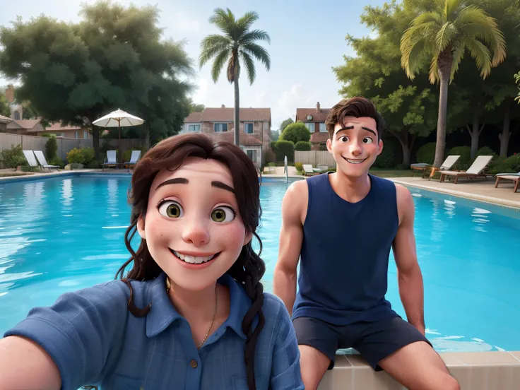 smiling couple in the pool