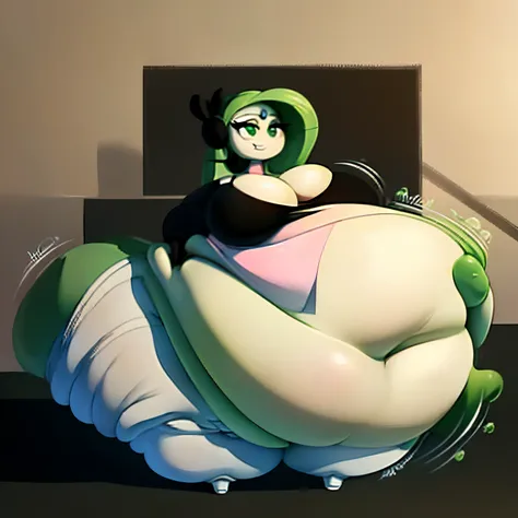 Highest quality)), ((well draw)), ((masterpiece)), ((Solo)), Femboy ,

(Meloetta), ((Full body)) (light cream skin), (Long green hair ), ((Skintight green and black Crop top:1.8)) ((mint Green Shorts)), Expression (( Smug)), Pose:((dynamic, Sexy)),obese,(h...