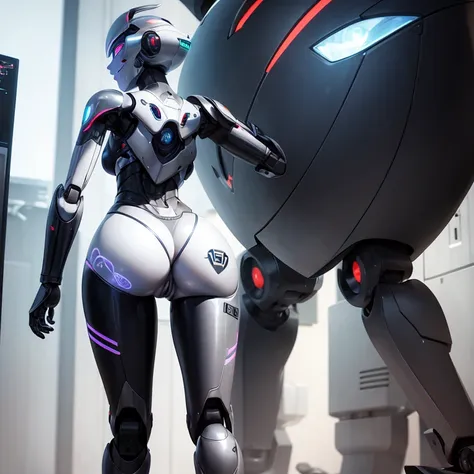 robot, female, big butt, look back, pussy, tattoo on butt