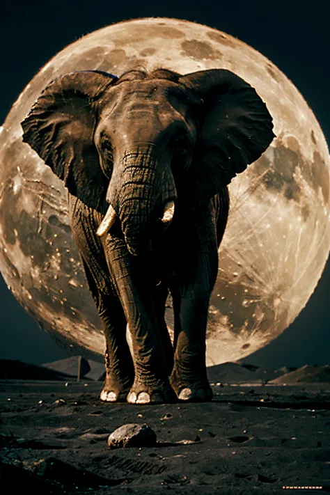 elephant standing on moon