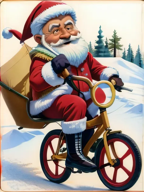 papai noel andando de bicicleta