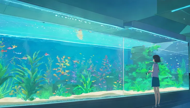 A large rectangular fish tank，There are no fish in it，