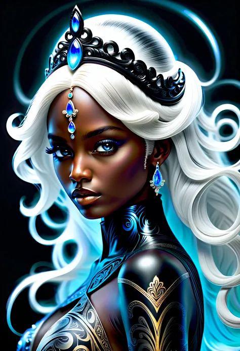 (((eternal fantasy irresistible allure detail glow goddess of black_light_paint with gel ink illustration:1.3))), (((and stunning white skin of beautiful delicate hair lighting:1.3))), (((radiosity rendered in stunning 32k resolution:1.3))), highest qualit...