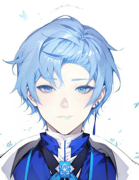 Anime boy with blue eyes and tie, Tall blue eyed anime character, 2 d anime style, Anime cute art style, young anime man, Hajime Yatate, purple love, Detailed anime soft face, [[[[Smile evilly]]]], male anime characters, Chi Xinlong, Guang Huili,detail-ric...