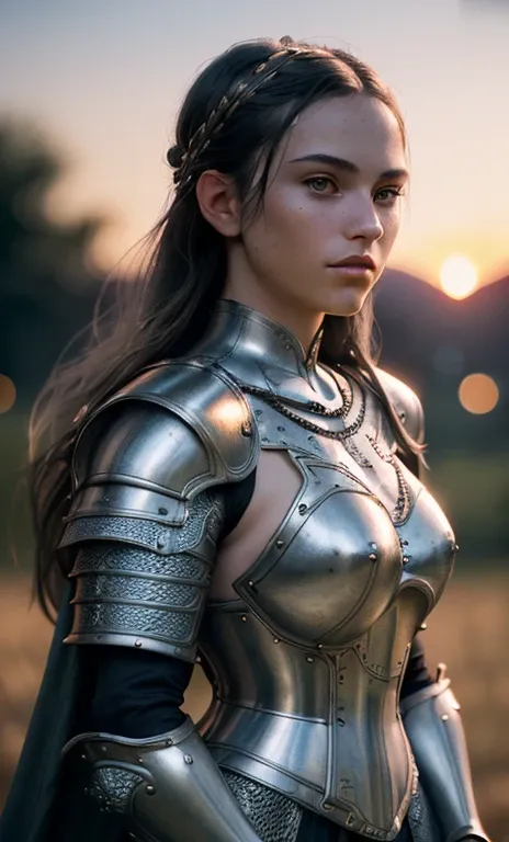 (masterpiece), (extremely intricate:1.3), (realistic), portrait of a girl, the most beautiful in the world, (medieval armor), metal reflections, upper body, outdoors, intense sunlight, far away castle, professional photograph of a stunning woman detailed, ...