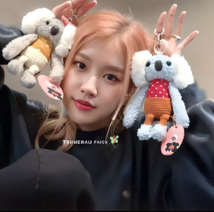 arafa girl holding two stuffed animals and a keychain, Parque Roseanne do Blackpink, jossi do rosa preto, Lalisa Manoban do Blackpink, Lalisa Manobal, tzuyu de duas vezes, jisoo do rosa preto, Jisoo do Blackpink, Ellie Bamber Fada, Kim Doyoung, a mulher se...