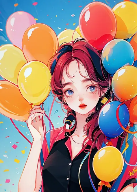 yxycolor，1girll， balloons