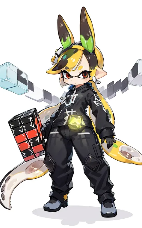 (splatoon: 1.2), a big rubik&#39;s cube&#39;Cube turns into bunny robot, The whole body is a Rubik&#39;s Cube&#39;cubes