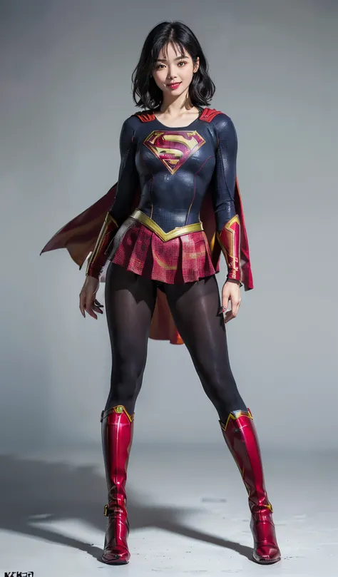 Suffering、mouth is always open sloppily、Drool is always dripping from my mouth、Asian Beautiful Girl、(((Wear black tights on your beautiful legs.)))、(((beauty legs)))、(((facial expression of smile)))、((((Make the most of the original image)))、(((Supergirl C...