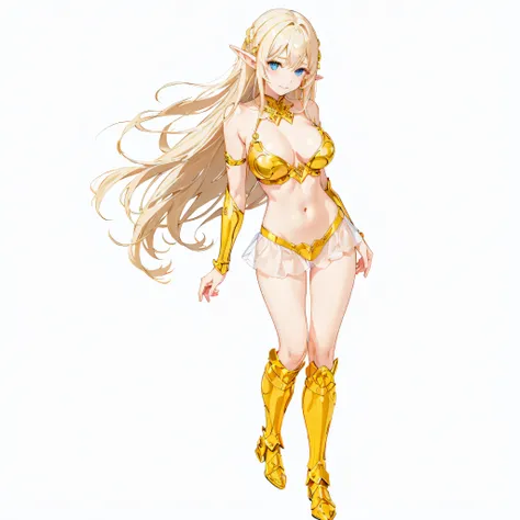 ​masterpiece、top-quality、ighly detailed、hight resolution、１６ｋ、fullnude、teats、Polori、Boob proportions、golden armour、Very thin skirt、Black pants、Full body like、Very white skin、Beautiful fingers、Anime girl with very big breasts posing naked、Perfect Style、elvis...