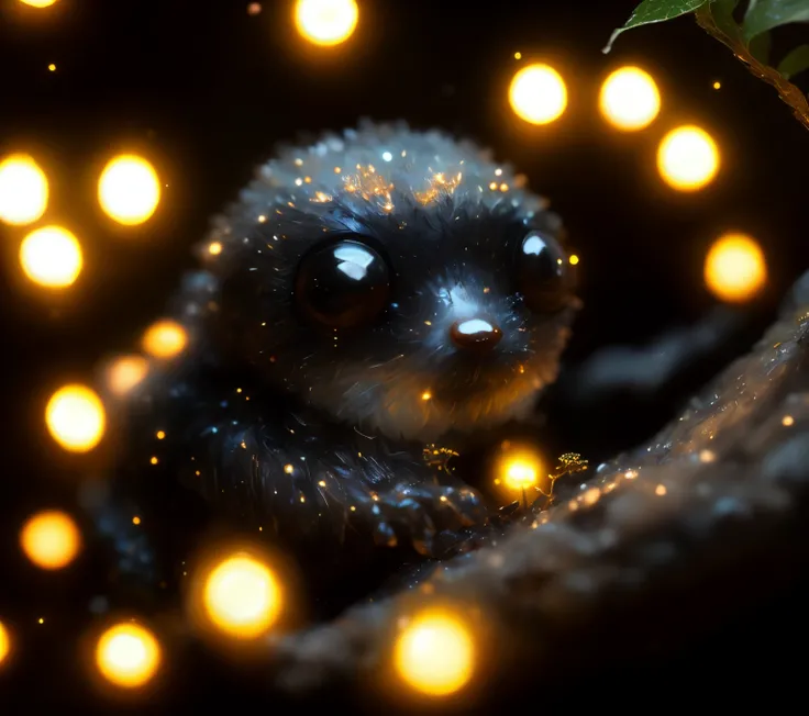 closeup angle of cute tiny little glowworms illuminating a bush, a detailed painting, cgsociety, detailed painting, artstation hd, high detail, cgsociety, photorealism, concept art, artstation hd, official art, bokeh