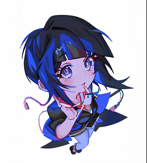 anime - style image of a woman with a blue hair and a black jacket, 2 d anime style, 2d art, 2 d art, digital art from danganronpa, 2d portrait, persona art style, chiaki nanami from danganronpa, hinata hyuga, akane owari danganronpa, kuvshinov