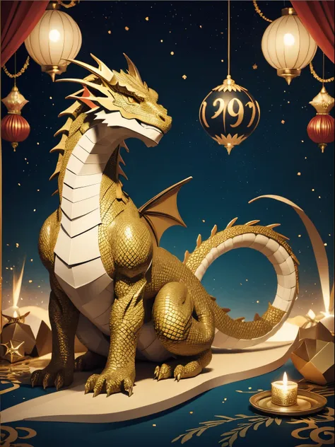 The dragon, paper craft, New Year, New Year&#39;s accessories, various backgrounds,