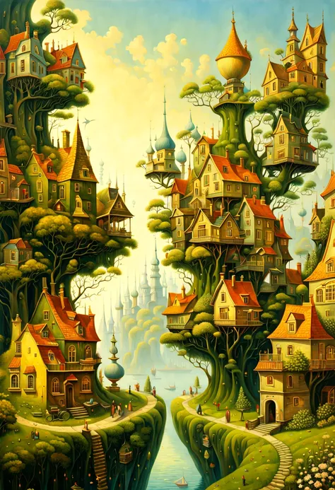 human thoughts art, elegant extremely detailed fantasy, intricate oil on canvas, crisp quality, Epic, extremely beautiful art by Gediminas Pranckevicius, Jacek yerka, Android jones, Thomas Kinkade