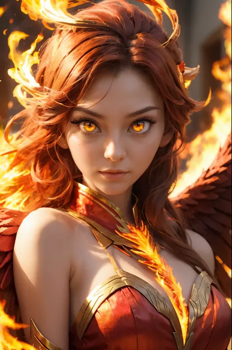 "Aria Flameheart, the Pyrokinetic Phoenix: A fire mage whose spirit is entwined with the legendary phoenix. She can summon and control flames with an innate connection to the mythical bird, symbolizing rebirth and unstoppable power."