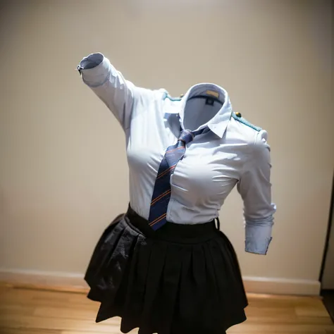 (chubby, fat), school uniform, school ribbon, (from above:1.2), (cute pose), (invisible, no humans, headless, faceless:1.5), (cute big breasts), (close-up shot of hip), (16k, RAW photo, best quality, masterpiece:1.3), (realistic, photo-realistic:1.37), pho...