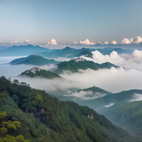 Over the mountains of Tianmu, clouds and mist come and go, revealing a spectacular view --auto --s2