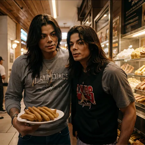 Michael Jackson lutando contra o Michael Jordan em um ringue de lama, enquanto chaves vende churros na plateia