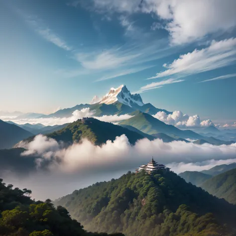 Over the mountains of Tianmu, clouds and mist come and go, revealing a spectacular view --auto --s2