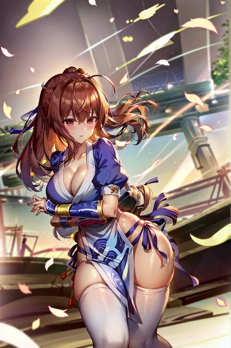 (masterpiece, best quality:1.3)
KasumiDOA, 1girl, solo, long hair, breasts, looking at viewer, bangs, large breasts, brown hair, thighhighs, dress, ribbon, cleavage, brown eyes, medium breasts, underwear, standing, panties, hair ribbon, braid, short sleeve...