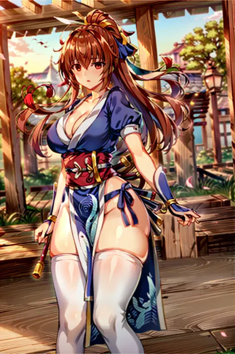 (masterpiece, best quality:1.3)
KasumiDOA, 1girl, solo, long hair, breasts, looking at viewer, bangs, large breasts, brown hair, thighhighs, dress, ribbon, cleavage, brown eyes, medium breasts, underwear, standing, panties, hair ribbon, braid, short sleeve...