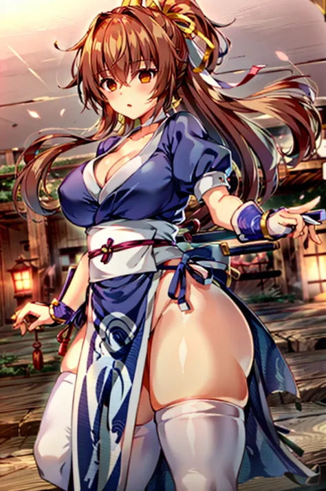 (masterpiece, best quality:1.3)
KasumiDOA, 1girl, solo, long hair, breasts, looking at viewer, bangs, large breasts, brown hair, thighhighs, dress, ribbon, cleavage, brown eyes, medium breasts, underwear, standing, panties, hair ribbon, braid, short sleeve...