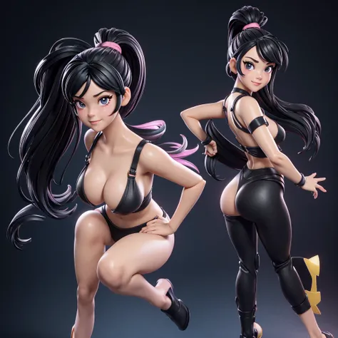 Black hair, Short ponytail, Full Body 3D Artwork! ! action figure girl, Very good figure, pop mart toys, (Naked )blind box toys, mockup, Full body, look back, animesque, simple backround, 3D Artwork, OC rendering, high detailing, Bright, Studio Lighting :1...