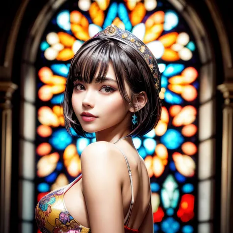 (best quality,ultra-detailed),(sexy junior idol,KAWAII face variations,absolutely beautiful details),concept art,eye-catching,back lighting,photorealistic:1.2,vivid colors,masterpiece:1.2,dynamic composition,high-definition,sharp focus,fine lines,breathtak...