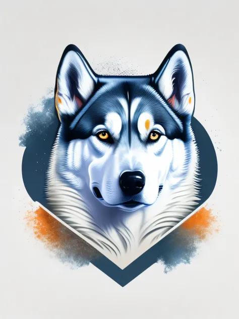 husky, dog, design de camiseta, rzminjourney, arte vetorial, fundo branco