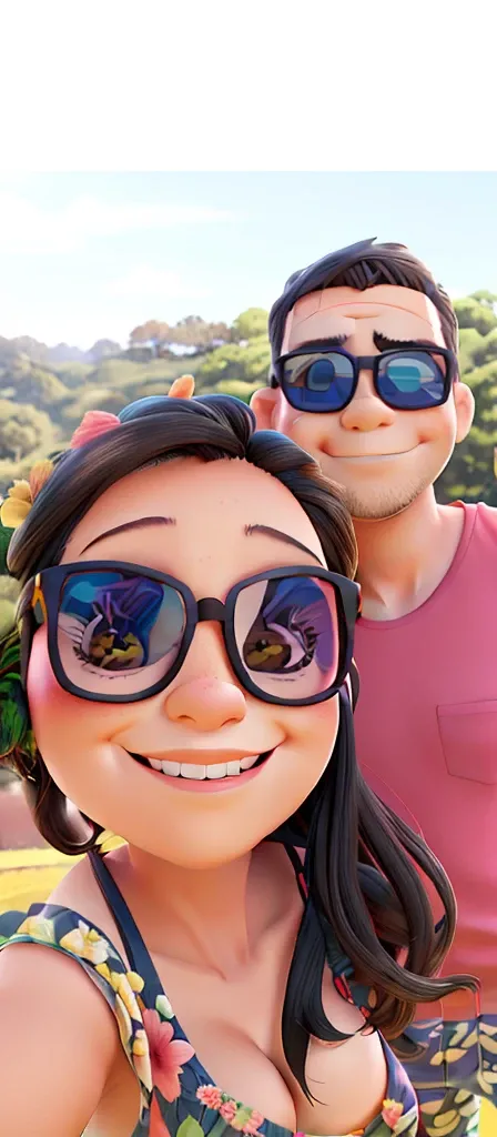 There are two people who are together on the grass, vacation photo, imagem de perfil, foto do snapchat, during sunset, wearing red tainted glasses, momma and papa, album photo, imagem do avatar, no parque em um belo dia, Fotografia selfie 8k, foto selfie, ...