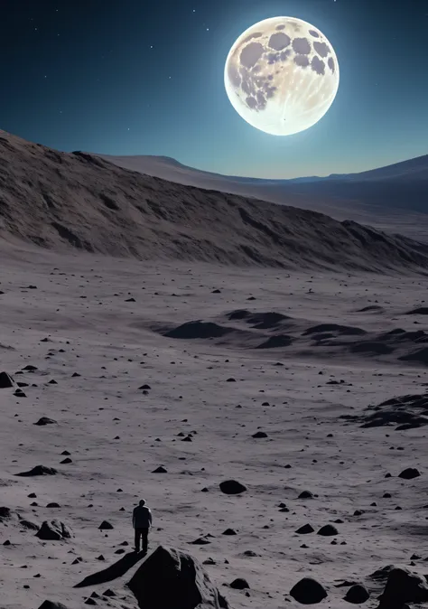 : O foguete pousa na lua. Miguel and Nenê explore the lunar landscape.